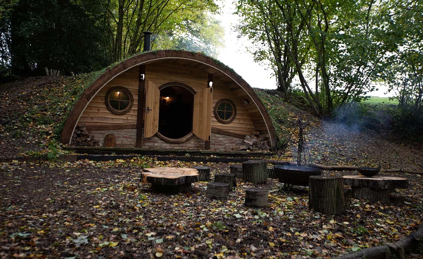 Hobbit small wood burning stove installed in a cabin designed by Blue Forest 7