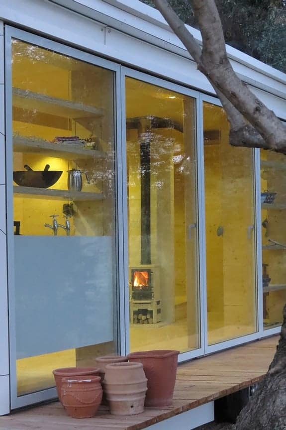 small stove off grid yoga retreat 3