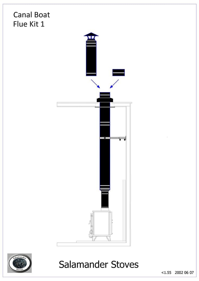 Salamander Stoves Canal Boat Flue Kit 1 Black Small Wood Burning Stoves