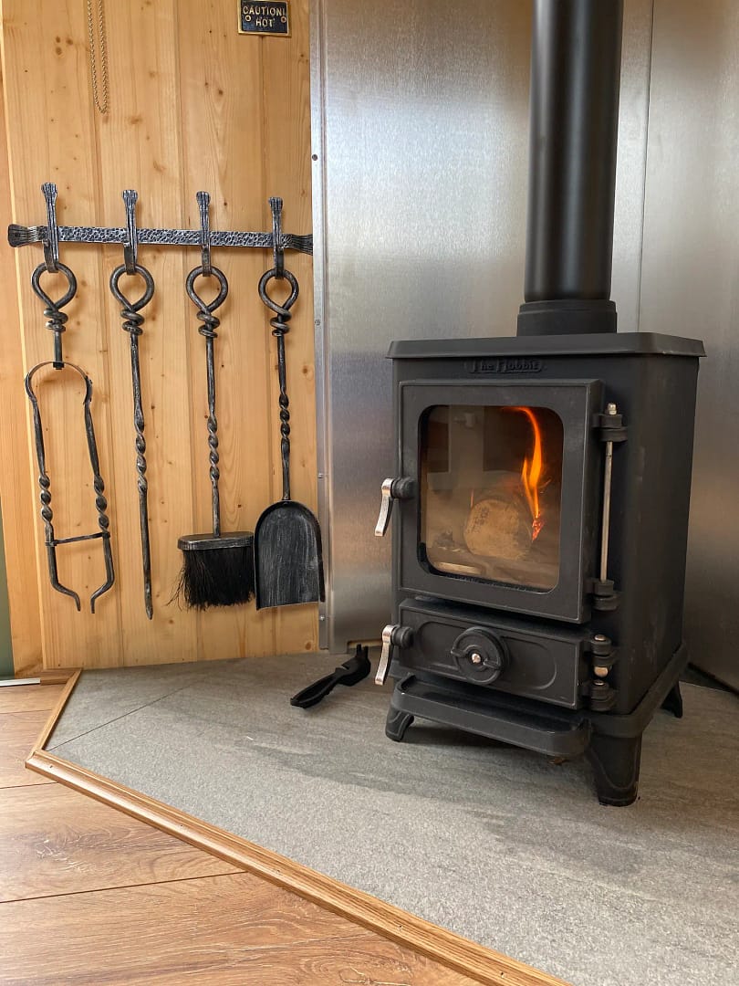 Salamander Stoves The Hobbit Small Wood Burning Stove Installed Into A Shepherds Hut The Stone Wall Hideaway 1